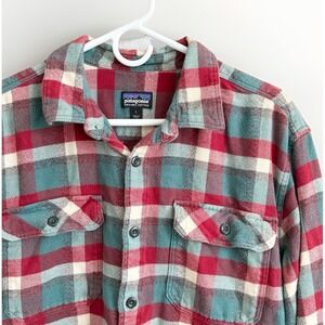 Patagonia Fjord Organic Cotton Long Sleeve Flannel Button Up Shirt Mens Large
